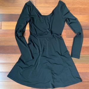 Black Long Sleeve Skater Dress